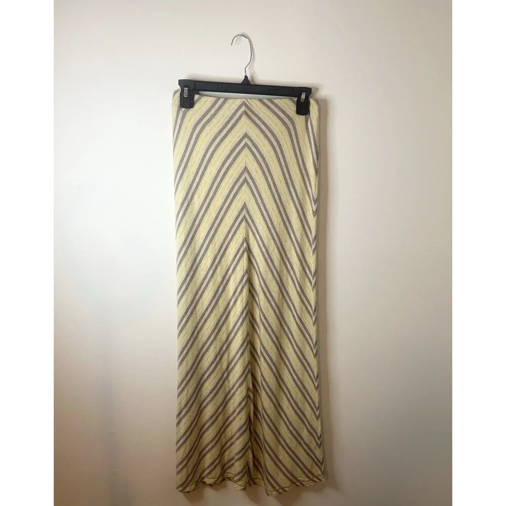 Boho Chevron Maxi Skirt Max Studio Yellow Gray Stretch Waist S